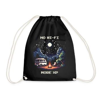 No Wi-Fi, more XP | Van Life Freedom - Drawstring Bag - black - Front