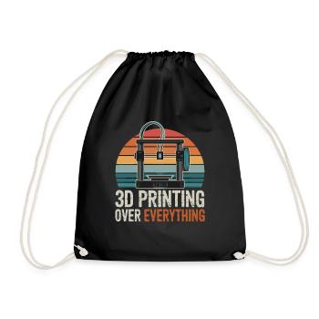  3D Printing Over Everything Retro 3D Druck Maker - Turnbeutel - Schwarz - Vorne