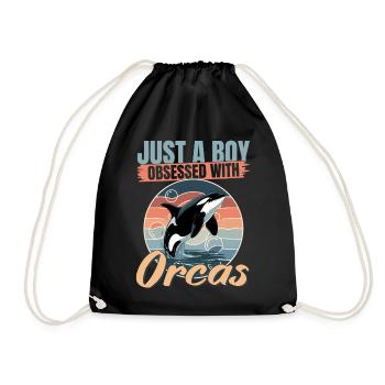 Funny Orca - Drawstring Bag - black - Front