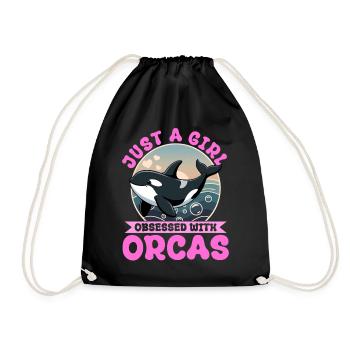 Funny Orca - Drawstring Bag - black - Front