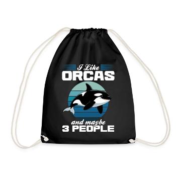 Funny Orca - Drawstring Bag - black - Front