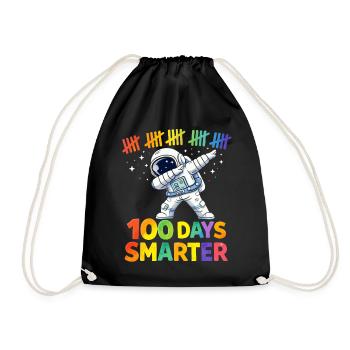 Astronaut 100 Tage Schlauer - Turnbeutel - Schwarz - Vorne