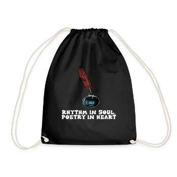 Quill of Soul, Poetry in Heart - Drawstring Bag - black - Front