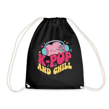 K-Pop UND CHILL Niedliche koreanische Musik, die Kpop-Fans lieben - Turnbeutel - Schwarz - Vorne