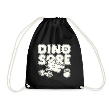 Dino Sore Funny Gym Workout Pun - Drawstring Bag - black - Front