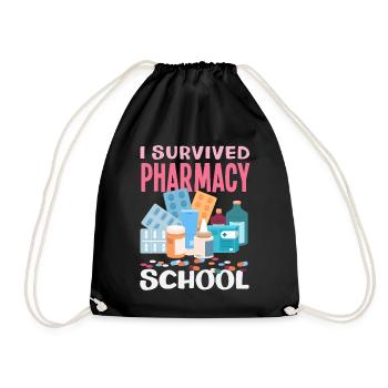 I Survived Pharmacy School Funny - Drawstring Bag - black - Front