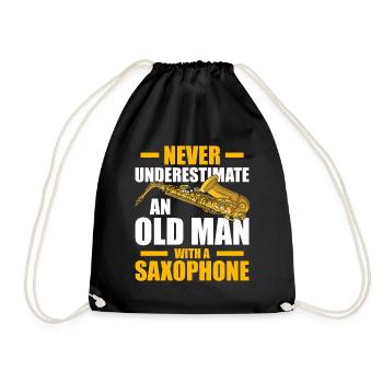 An old man with a Saxophon Saxophonspieler - Turnbeutel - Schwarz - Vorne