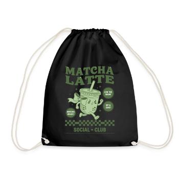 Matcha Latte Social Club Lustiger Grüner Matcha-Tee - Turnbeutel - Schwarz - Vorne
