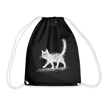 Minimalistisch, Gezeichnete Katze, Minimalismus - Turnbeutel - Schwarz - Vorne