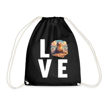 Sea Lions Sea Lion - Drawstring Bag - black - Front