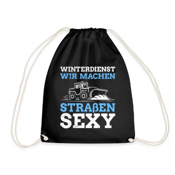 WINTER SERVICE WE MAKE STREETS SEXY Funny - Drawstring Bag - black - Front
