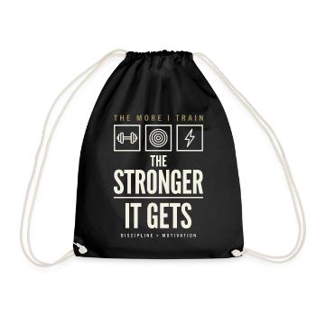 The More I Train The Stronger It Gets - Drawstring Bag - black - Front