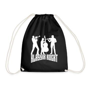 Classical Rocks Trumpet Double Bass Violin Trio - Drawstring Bag - black - Front