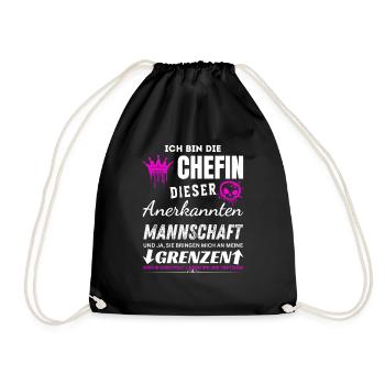 Chefin der Anerkannten Mannschaft Chefin Geschenke - Drawstring Bag - black - Front