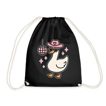 Kawaii Disco Ente mit Herzbrille - Turnbeutel - Schwarz - Vorne