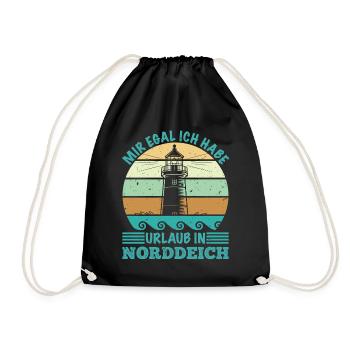 Nordsee MIR EGAL HABE URLAUB IN NORDDEICH Lustig - Turnbeutel - Schwarz - Vorne