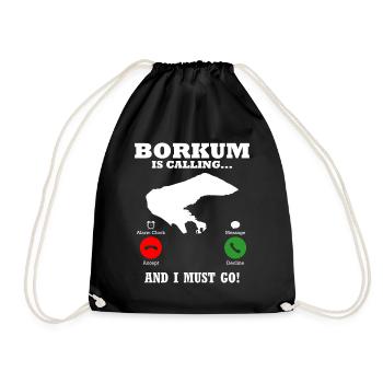 Borkumer Insel BORKUM RUFT Lustiges - Turnbeutel - Schwarz - Vorne
