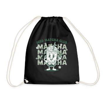 Iced Matcha Club Funny Matcha Tea Lover Green - Drawstring Bag - black - Front