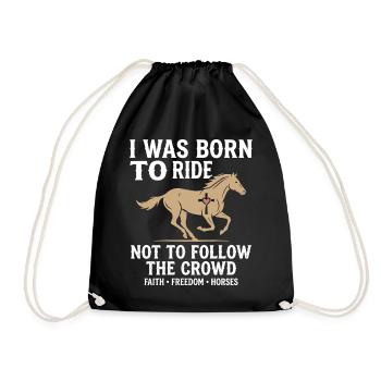 Born To Ride Horse Freedom Design - Drawstring Bag - black - Front