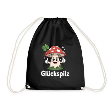 Lucky Funny Toadstool with Shamrock - Drawstring Bag - black - Front