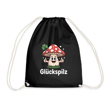 Glückspilz Lustiger Süßer Glückspilz Cartoon - Turnbeutel - Schwarz - Vorne