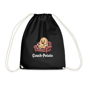 Couch Potato Funny Lazy Series Junkie - Drawstring Bag - black - Front