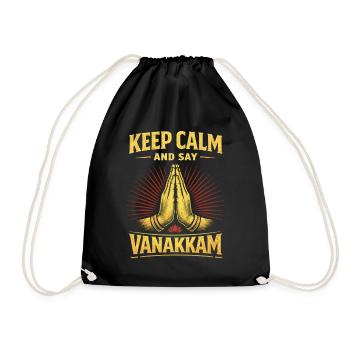Tamil Tamilisch Sri Lanka Keep Calm Say Vanakkam - Turnbeutel - Schwarz - Vorne