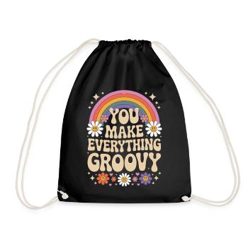 You Make Everything Groovy - Retro Rainbow - Turnbeutel - Schwarz - Vorne