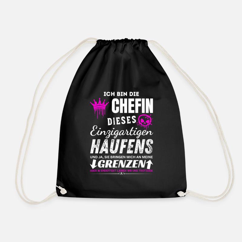 Chefin des Einzigartigen Haufens Chefin Geschenke - Drawstring Bag - black