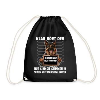 Hundehalter Geschenk Deutscher Schäferhund Gassi  - Turnbeutel - Schwarz - Vorne