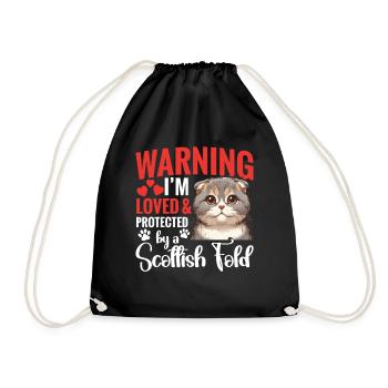  Scottish Fold Lover Kitten Enthusiast Pets Cat - Drawstring Bag - black - Front