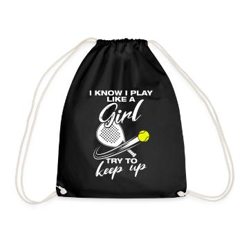 I play like a girl lustiges Padelball Spieler - Turnbeutel - Schwarz - Vorne