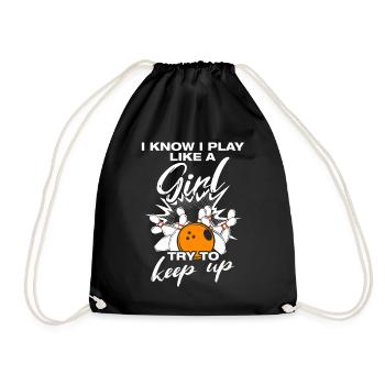 Play like a girl Bowling Bowling Player Bowler - Drawstring Bag - black - Front