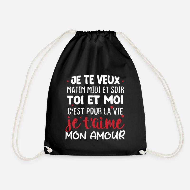 Valentine's Day Love Message - Drawstring Bag - black