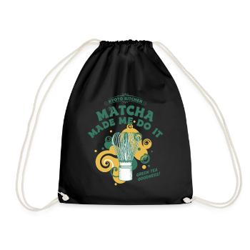 Kyoto Kitchen Matcha Made Me Do It Green Tea - Drawstring Bag - black - Front