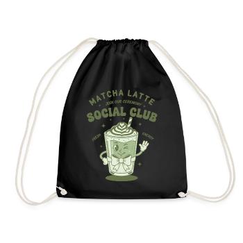 Matcha Latte Social Club Join Our Ceremony Green - Drawstring Bag - black - Front