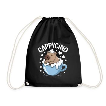  CAPPYCINO Lustiges Capybara Kaffee Spruch für - Turnbeutel - Schwarz - Vorne
