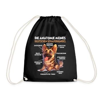 Deutscher Schäferhund Hundehalter Geschenk Gassi T - Turnbeutel - Schwarz - Vorne