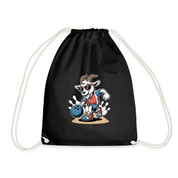 Funny Bowling Goat Strike Cartoon Lane - Drawstring Bag - black - Front