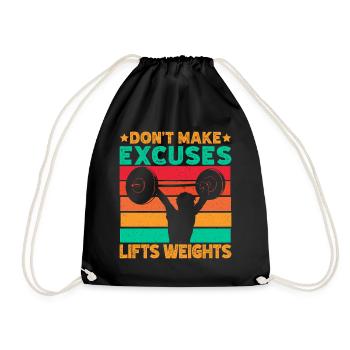 Fitness Motivation Bodybuilder Don´t Make Excuses - Turnbeutel - Schwarz - Vorne