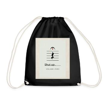 Shut up – Volume Zero Minimal Design - Drawstring Bag - black - Front
