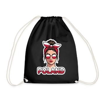 Fille polonaise avec des lunettes de soleil drapeau - Sac de sport léger - noir - Devant