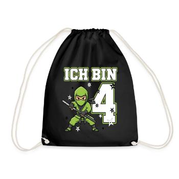 I'm 4 Ninja 4th Birthday Green Karate - Drawstring Bag - black - Front