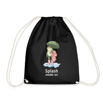 Funny Frog in Rain - Splash mode on - Drawstring Bag - black - Front