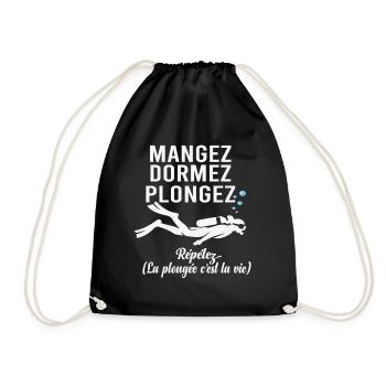 Scuba Diving Eat Sleep Dive - Drawstring Bag - black - Front