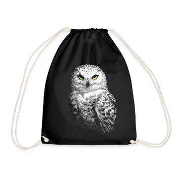 Snowy owl - Drawstring Bag - black - Front