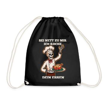 Chef squelette Sois gentil avec moi Je cuisine - Sac de sport léger - noir - Devant