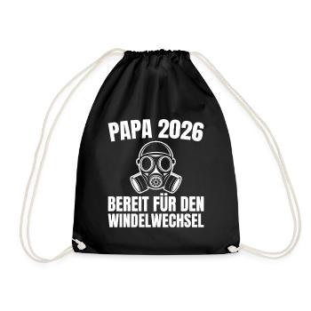 Dad 2026 Gas Mask Ready for Diaper Change - Drawstring Bag - black - Front