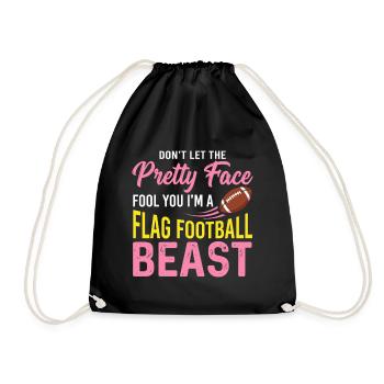Flag Football Beast - Funny Pretty Face Quote - Drawstring Bag - black - Front