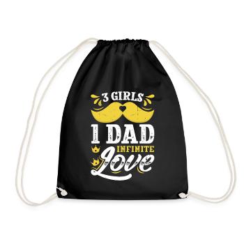 Dad father of three girls daughters - Drawstring Bag - black - Front